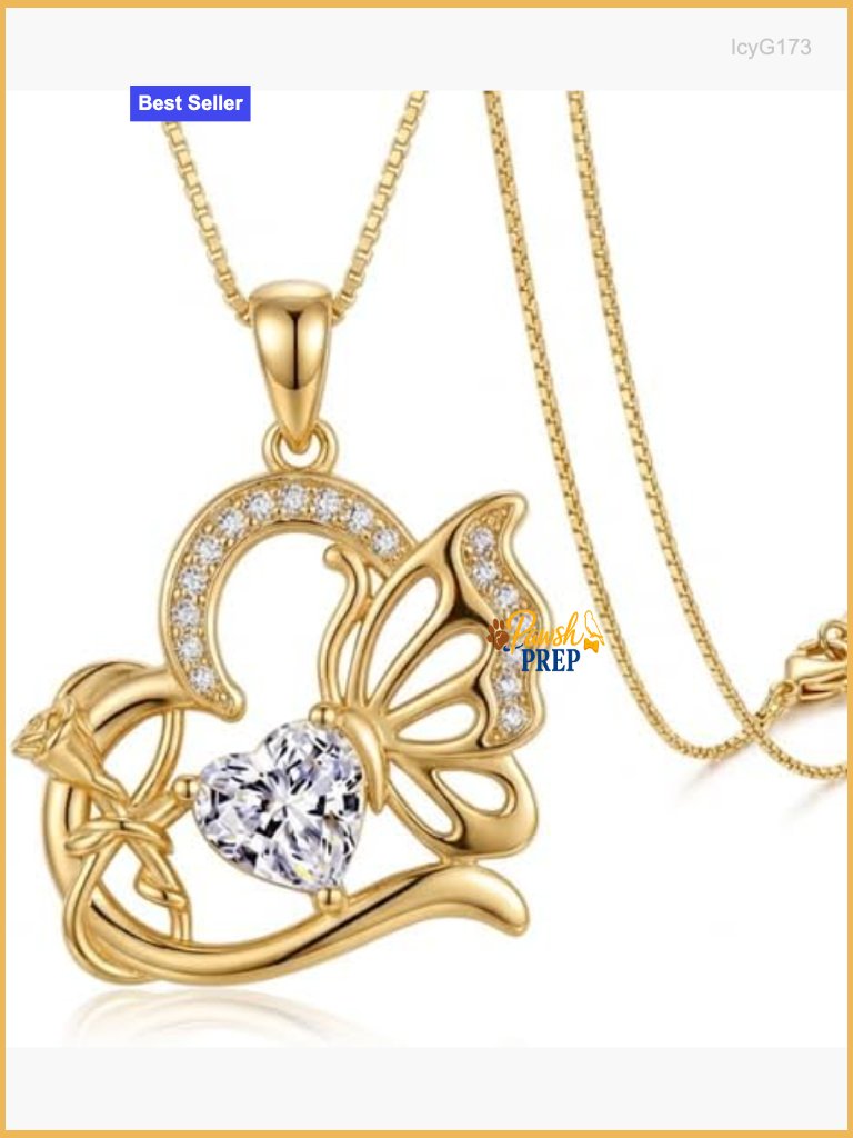 14k Gold Plated Heart Birthstone Pendant Necklace 18" Chain Anniversary Gift